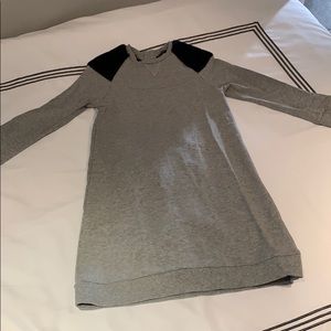 Toddler Girl Gray Sweatshirt with Faux Fur Dress